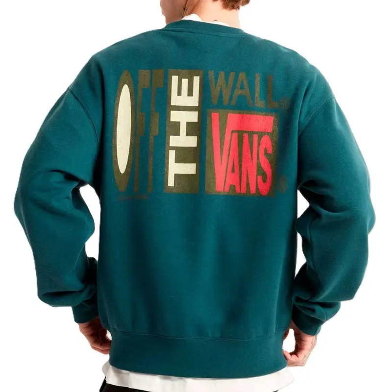 MOLETOM VANS STRETCH STACK CRACKLE CREW VERDE