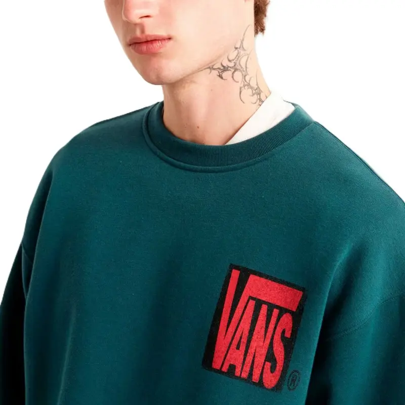 MOLETOM VANS STRETCH STACK CRACKLE CREW VERDE