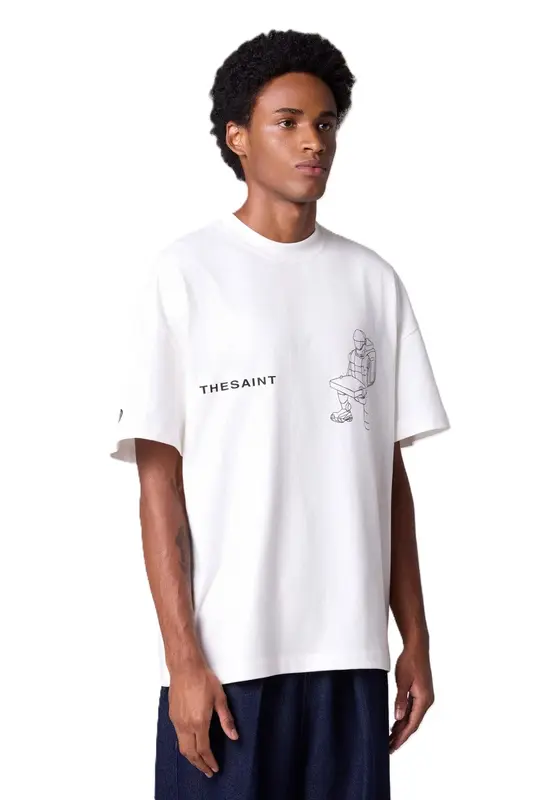 CAMISETA THESAINT OVERSIZED 0 GRAVITY DELIVERY OFF WHITE