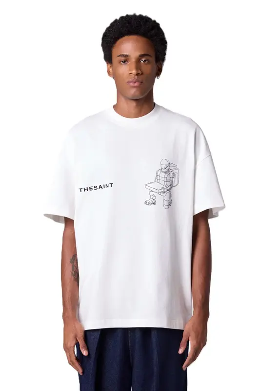 CAMISETA THESAINT OVERSIZED 0 GRAVITY DELIVERY OFF WHITE