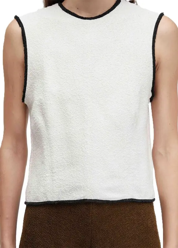 BLUSA OSKLEN SLEEVELESS COTTON TEXTURE OFFWHITE/PRETO