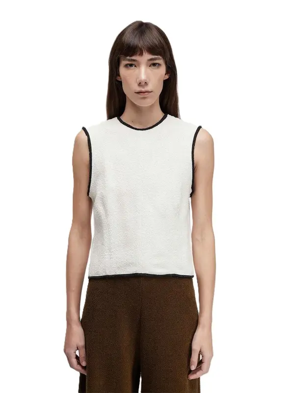 BLUSA OSKLEN SLEEVELESS COTTON TEXTURE OFFWHITE/PRETO