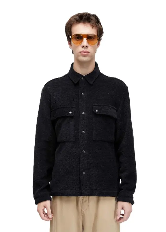 CAMISA OSKLEN OVERSHIRT TWEED COTTON TEXTURE PRETO