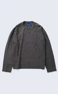 T-SHIRT QC SPIRAL BOXY LONGSLEEVE STONED BLACK
