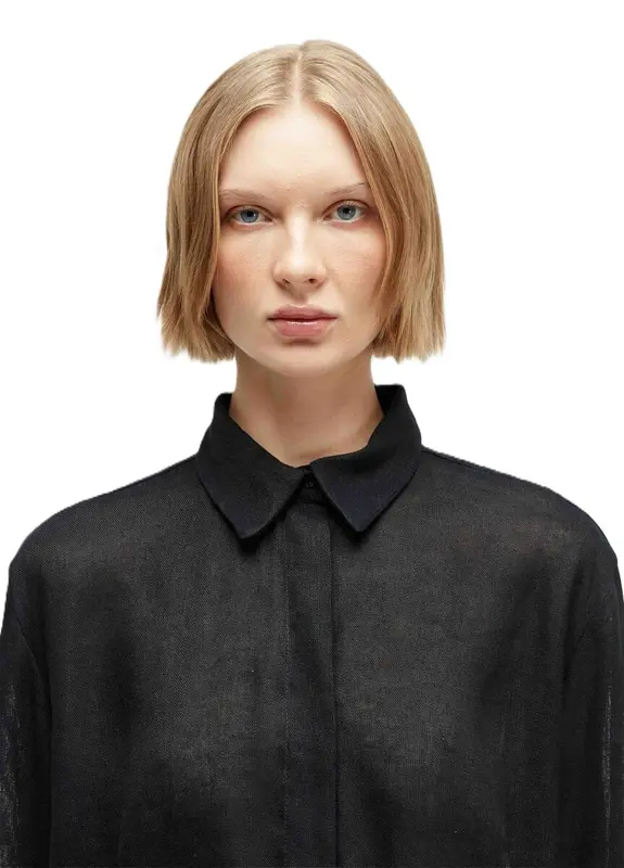 CAMISA OSKLEN PENCES LINHO RECICLADO PRETO