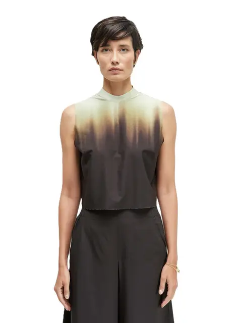 BLUSA OSKLEN CROPPED BLURRED BROWN SUPERLIGHT
