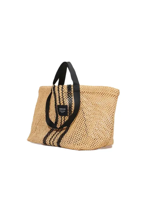 BOLSA OSKLEN TOTE TELA PRANCHAO NATURAL/PRETO