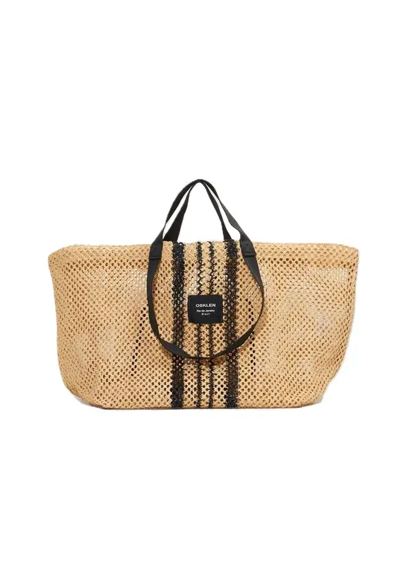 BOLSA OSKLEN TOTE TELA PRANCHAO NATURAL/PRETO
