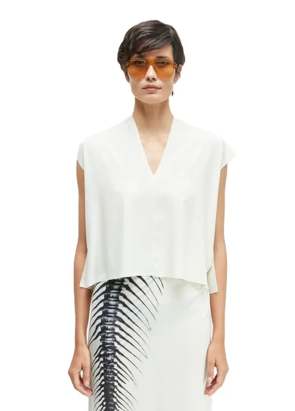 BLUSA OSKLEN SLEEVELESS V SUPERLIGHT OFFWHITE