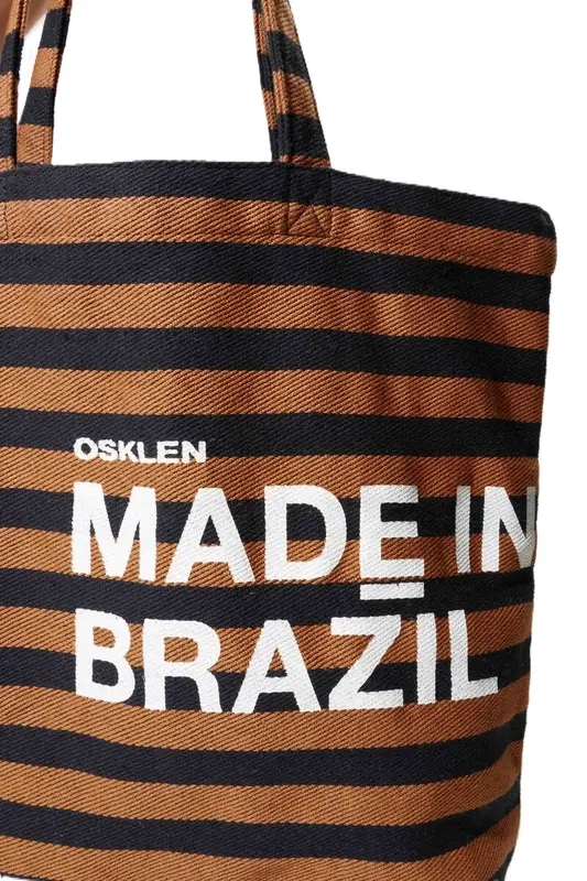BOLSA OSKLEN TOTE MADE IN BRAZIL BLACK STRIPES CAQUI/PRETO